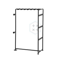 Support de présentation de bijoux portable moderne de luxe en acier noir/doré pour magasin avec organisateur de colliers et de boucles d'oreilles