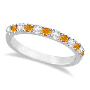 Bague empilable en or blanc 14 carats avec diamants et citrine, incrustation de 0,32 carat, plaqué or rose, élégante, style hip-hop, accessoires de protection - Product Image 3