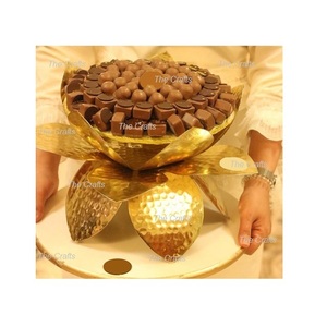 Bol de service en bois et nacre bol de chocolats de forme ronde de la plus haute qualité avec poignée en fer - Product Image 5