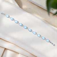 Bracelet de charme de luxe Larimar en argent sterling 925, dix pierres ovales, pierres précieuses naturelles faites à la main, certifiées GIA, cadeau unisexe