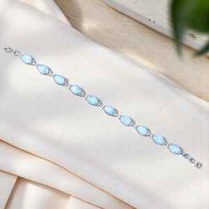 Larimar <b>Bracelet</b> 925 Sterling <b>Silver</b> Ten Stone Oval Gemstone Handmade Jewelry Natural Stone <b>Silver</b> <b>Bracelet</b> Gift - Product Image 2