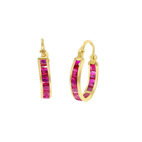 Boucles d'oreilles créoles en or massif 9K avec cristaux (disponibles en 10K-14K-18K) pour femmes et enfants, fermoir à vis, fabriquées en Espagne