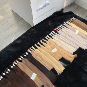 Meilleur prix Extensions de cheveux humains vierges bruts de luxe en vrac Vente en gros directe du Vietnam Texture lisse 100g - Product Image 1