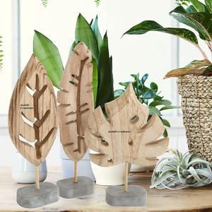 2025 Nouvelle Arrivée Sculpté À La Main Solide Mango Bois Feuille Sculpture avec base - Product Image 3