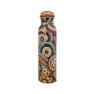 Drinking <b>Water</b> Yoga Copper <b>Bottle</b> at Unique Style Designer Printed 100% Copper <b>Water</b> <b>Bottle</b> With Advance Leak Proof Lid - Product Image 6