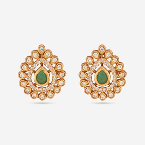 Vintage Style <b>Silver</b> Temple Earrings Trendy Religious Stainless Steel <b>Studs</b> with Floral Bezel Setting for Wedding Occasions - Product Image 5