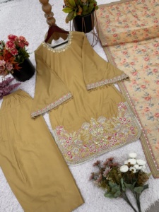 Conjunto de Kurta de Seda para Bodas Indias al por Mayor para Niñas, para Festivales - Product Image 4