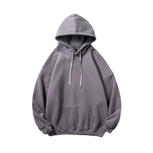Hoodie uni épais et ample pour homme, en coton, surdimensionné, personnalisable, de fabricant, coupe courte, poids lourd - Product Image 5