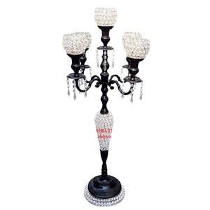 Candelabros de lujo de 5 brazos negro antiguo color 5 brazos con cuentas de cristal nuevo diseño decorativo candelabro hecho a mano - Product Image 1
