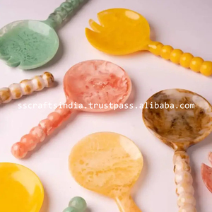 Cuchara de resina hecha a mano, herramientas de ensalada ligeras duraderas y elegantes, aptas para lavavajillas para el hogar, cocina, elementos esenciales de mesa modernos - Product Image 5