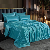Haute qualité 6 pièces tissé soie Satin housse de couette ensemble Polyester remplissage couleur literie pour reine/roi taille peau amical literie