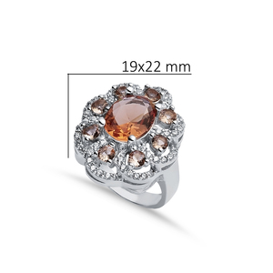 Cluster Sultanite Cluster Ring Oval Center avec Mini Sultanite Halo Color-Change Gemstone Bijoux en argent sterling 925 en gros - Product Image 2