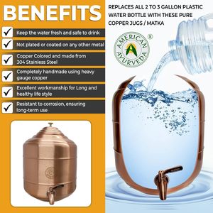 Réservoir de stockage d'eau en cuivre pur à 100 %, robinet en acier inoxydable - Product Image 3
