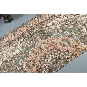 Vintage Turkish <b>Wool</b> Large Area Rug 31 X 98 ft <b>Pink</b> & Blue Patchwork Design for Living Room Decor New Product with Latex Backing - Product Image 5