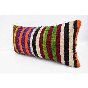 Multicolor Kilim Patchwork Wool Pillow Luxury 12x24 Inch Decorative Accent with Vintage <b>Leaves</b> Pattern Woven <b>Cushion</b> - Product Image 4