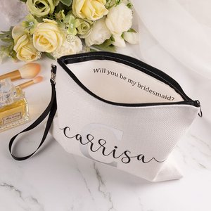 Personalized Large <b>Makeup</b> <b>Case</b> Eco-Friendly Canvas Zipper Closure Practical Daily Use Fashion Bag Letter Handled <b>Makeup</b> <b>Case</b> - Product Image 2