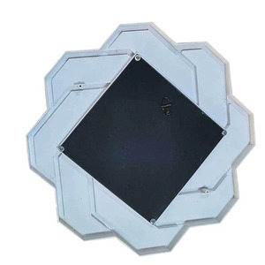 White <b>Large</b> Floral Wall Mirror Luxury Modern Antique Round <b>Framed</b> for Home Decor Bathroom Usage Made of Glass Metal Wood - Product Image 3