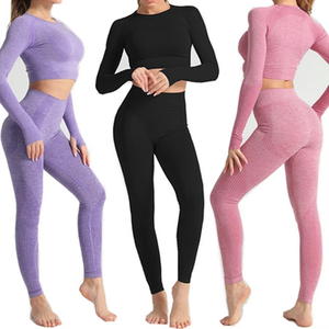 Ensembles de yoga pour femmes, solides, antibactériens, en spandex/nylon, 2 pièces, pour la remise en forme, la salle de sport, le yoga, vêtements décontractés d'été - Product Image 3