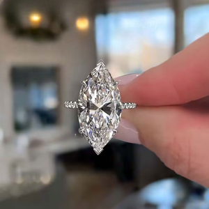 Bague de fiançailles en diamant de laboratoire taille marquise de 3,00 carats, or blanc 14 carats, sertissage pavé, certifiée IGI, clarté VS1, bijoux pour femmes - Product Image 4