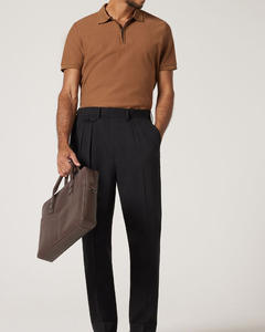 Polo pour hommes 100% coton fermeture éclair sur le devant coupe ajustée tissu respirant doux design élégant parfait décontracté semi formel commande en gros - Product Image 3