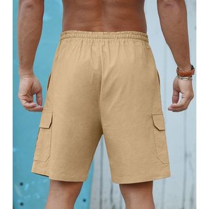 Pantalones cortos deportivos informales de verano 100% de algodón para hombre, pantalones cortos deportivos de Hip Hop de Color sólido para correr, logotipo personalizado, cordón suelto - Product Image 2