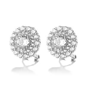 Orecchini a perno Omega a doppio cerchio in Argento Sterling con Cristalli - Product Image 2