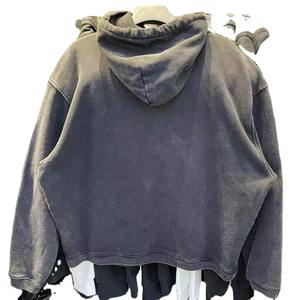 Huile personnalisée surdimensionnée délavée noir lourd vieux pull 100% coton OEM vente en gros personnalisé de haute qualité lourd Co - Product Image 5
