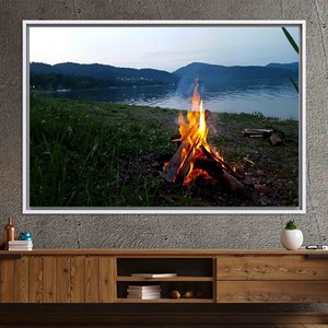 Impression sur toile élégante représentant un paysage de feu de camp pour la décoration de la maison, TOILE ENCADRÉE BLANCHE - Product Image 1