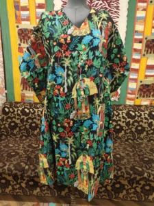 Femmes durable son noir coton caftan robe imprimé fleuri Maxi Midi Style dos libre plage Resort porter pour l'été - Product Image 3