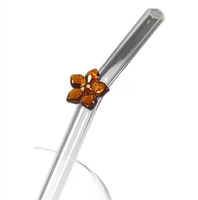 Accessoires de bar de luxe haut de gamme, pailles en verre borosilicate réutilisables à motif floral, écologiques, sans danger pour les aliments, résistantes à la chaleur