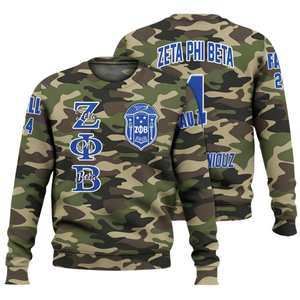 Sudadera Azul con Cuello Redondo Bordada de la Hermandad Griega Zeta Phi Beta 1920 para Mujer - Product Image 3