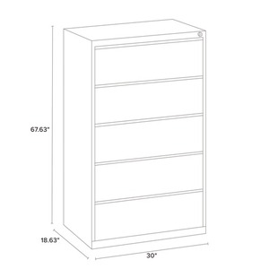 Alera 26145 Light Gray 30 In. X 18.62 In. X 67.62 In. Lateral <b>File</b> Cabinet with Five Legal/Letter/<b>A4</b>-Size <b>File</b> Drawers - Product Image 4