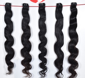 100% Natural <b>Black</b> <b>Raw</b> Vietnamese Unprocessed Human Hair Extensions for Women Cuticle Aligned Wave/Curl Styles Indian Hair - Product Image 1