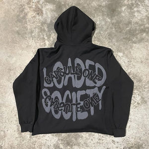 Men's Vintage Winter Pullover 100% Heavyweight Cotton French Terry Comfortable Custom <b>Silk</b> Screen Printed <b>Raw</b> Hem Hoodies - Product Image 1