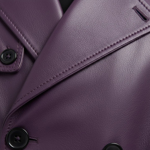 Men Biker Style <b>Leather</b> <b>Trench</b> <b>Coat</b> OEM Factory Supplier Wholesale Custom Made Long Hooded Cotton Stylish Fashion Outerwear - Product Image 6