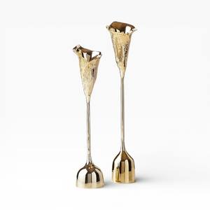 Bougeoirs hauts en or antique avec profil fin pour des dîners et des événements élégants, uniques - Product Image 4