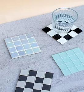 Sous-verre en mosaïque de verre carré, tapis pour boissons, décoration de table pour la maison, fête, mariage, cuisine, restaurant, bar, porte-gobelet à café - Product Image 1