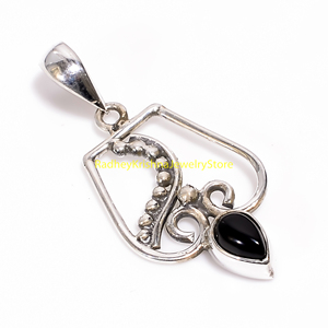Pendentif artisanal en onyx noir Celestial Drop - Product Image 2