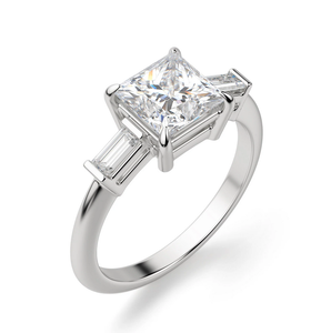 Anillo de compromiso de plata esterlina para mujer Corte de princesa Moissanite de tres piedras Nuevo diseño para boda - Product Image 2