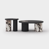 Ensemble de table basse en chêne massif au design minimaliste nordique, table de café pour salon