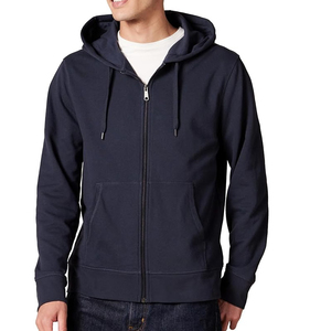 Mode à manches longues hommes fermeture éclair sweats à capuche Logo personnalisé sweat à capuche en coton mélangé fermeture éclair épaule tombante sweat à capuche pour hommes - Product Image 6