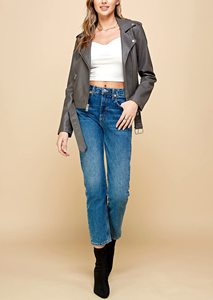 Veste en cuir pour femmes de conception de vente chaude unique Veste en cuir solide pour femmes et filles Vestes de logo de conception OEM - Product Image 2