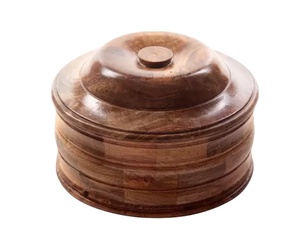 Pot chaud Unique de cuisine de forme ronde couvercle en métal de couleur marron hôtel Chapati pot chaud de stockage de frottis Buffet casserole de soupe et de Stock - Product Image 1