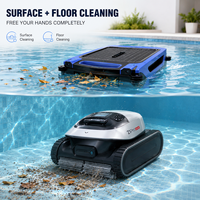 Robot nettoyeur de piscine combiné, nettoyage complet de la surface et du fond, robot de nettoyage de piscine automatique sans fil pour villa