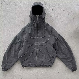 Nouveau Custom Propre Logo Hommes Sweat À Capuche Surdimensionné Vintage Coton Lavé Sérigraphie Streetwear Zip-Up Fait Par Cintre Impex - Product Image 5