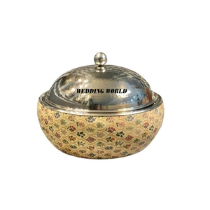 Olla de Madera Redonda con Diseño de Adhesivos Meena, Hecha a Mano, Estilo Clásico y Elegante, Nueva - Product Image 1