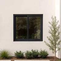 Ventana Corredera Vertical Automática Moderna de Aluminio Negro, Ancha, Antiruido, Contra Incendios, para Seguridad Exterior