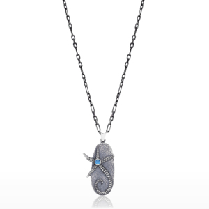 Fosil Charm Design Aigue-Marine Pierre Vintage Pendentif Turc Fabriqué À La Main En Gros 925 Bijoux En Argent Sterling - Product Image 1