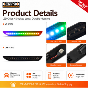 Feux de position latéraux LED RGB pour pare-chocs arrière Ford Mustang 2015-2023, lentille fumée, stock disponible en entrepôt américain, livraison rapide - Product Image 5