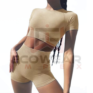 Vêtements de sport de gymnastique personnalisés pour femmes Ensemble de yoga et de remise en forme Ensemble de 5 pièces Vêtements de gymnastique sans couture Ensembles de vêtements pour femmes - Product Image 3